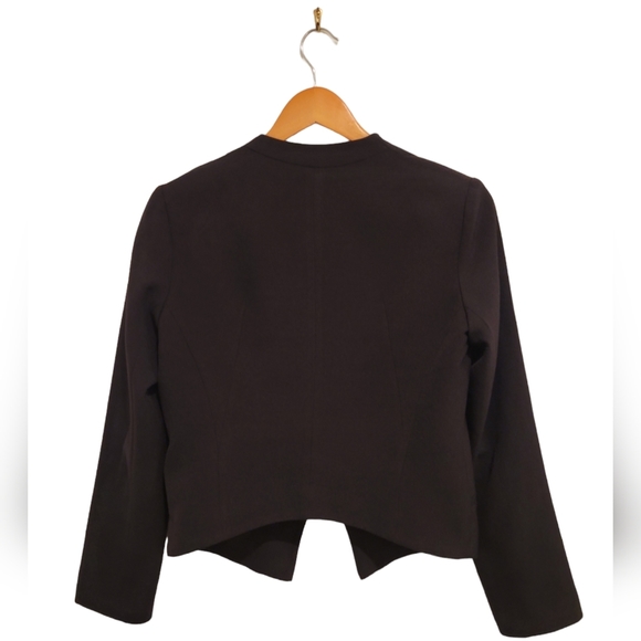 Design Lab Black Blazer Long Sleeve Open Front Collarless Jacket Small - Picture 2 of 7